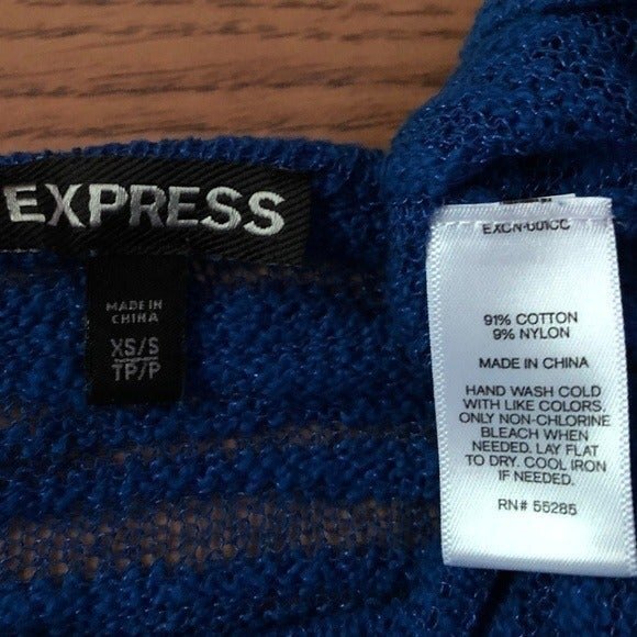 EXPRESS sz XS Lightweight Oversize Blue Knit Top - Picture 6 of 9
